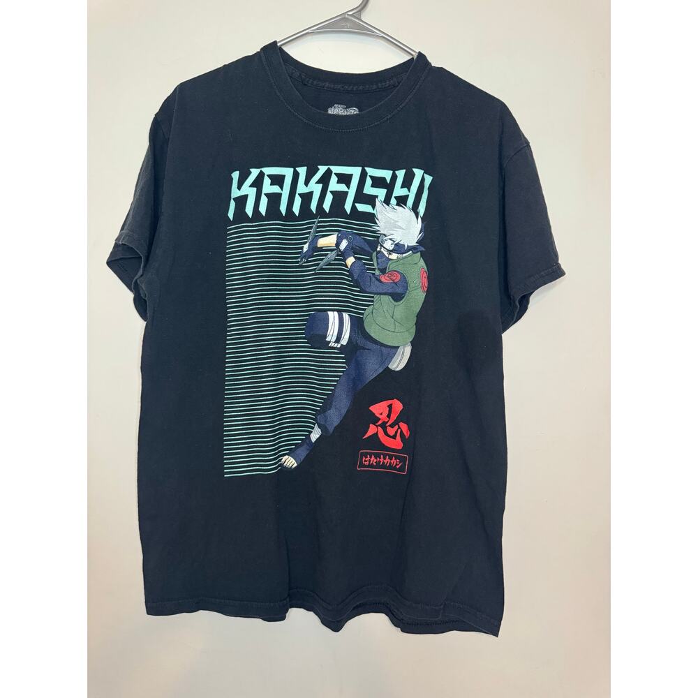 Naruto Shippuden Men's Large Black T-Shirt Short Sleeve‎ Graphic Print Tee